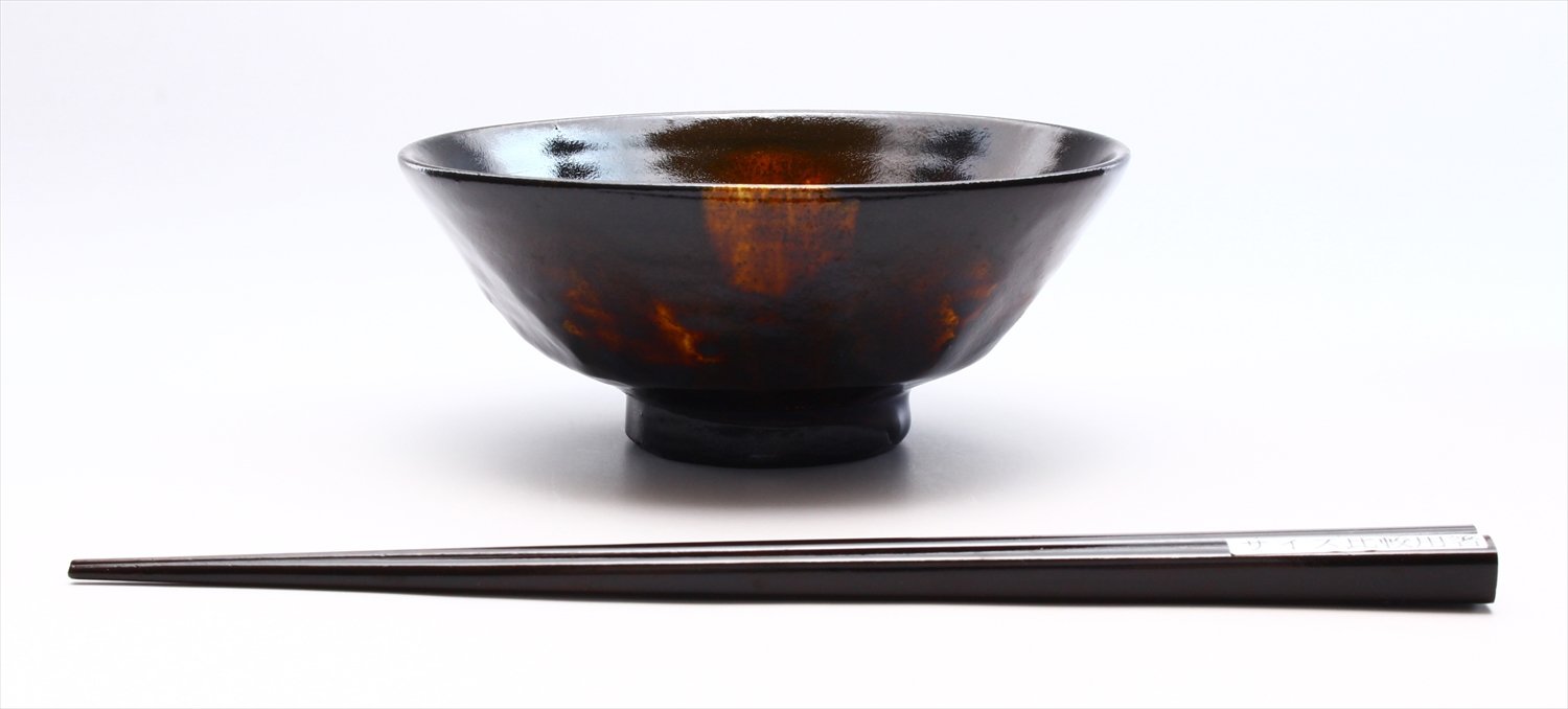 Amazon.co.jp: 瀬戸焼 波多野正典 飯碗 お茶碗 鉄釉面取 約直径13×高さ